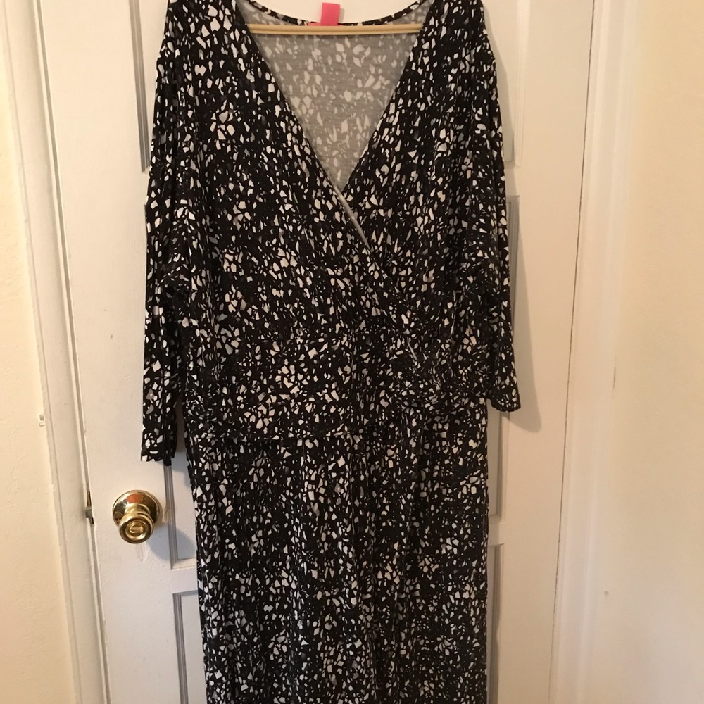 Woman Within Black & White, V-neck Dress, Size 3X